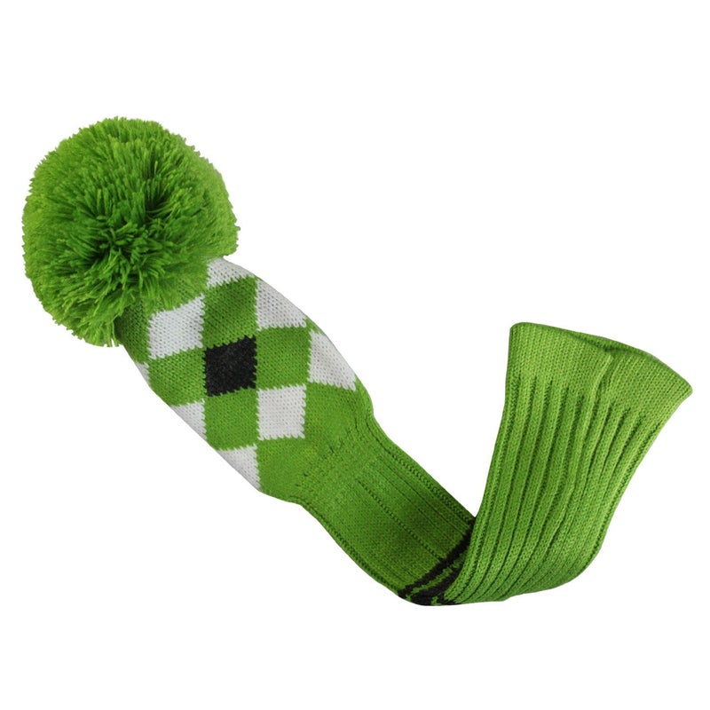 Scott Edward Green Grey White Argyle Golf Club Head Covers, Acrylic Yarn Double-Layers Knitted, with Rotatable Number Tags Set of 4 (Green Grey White Argyle Grey Stripes) - Image 4